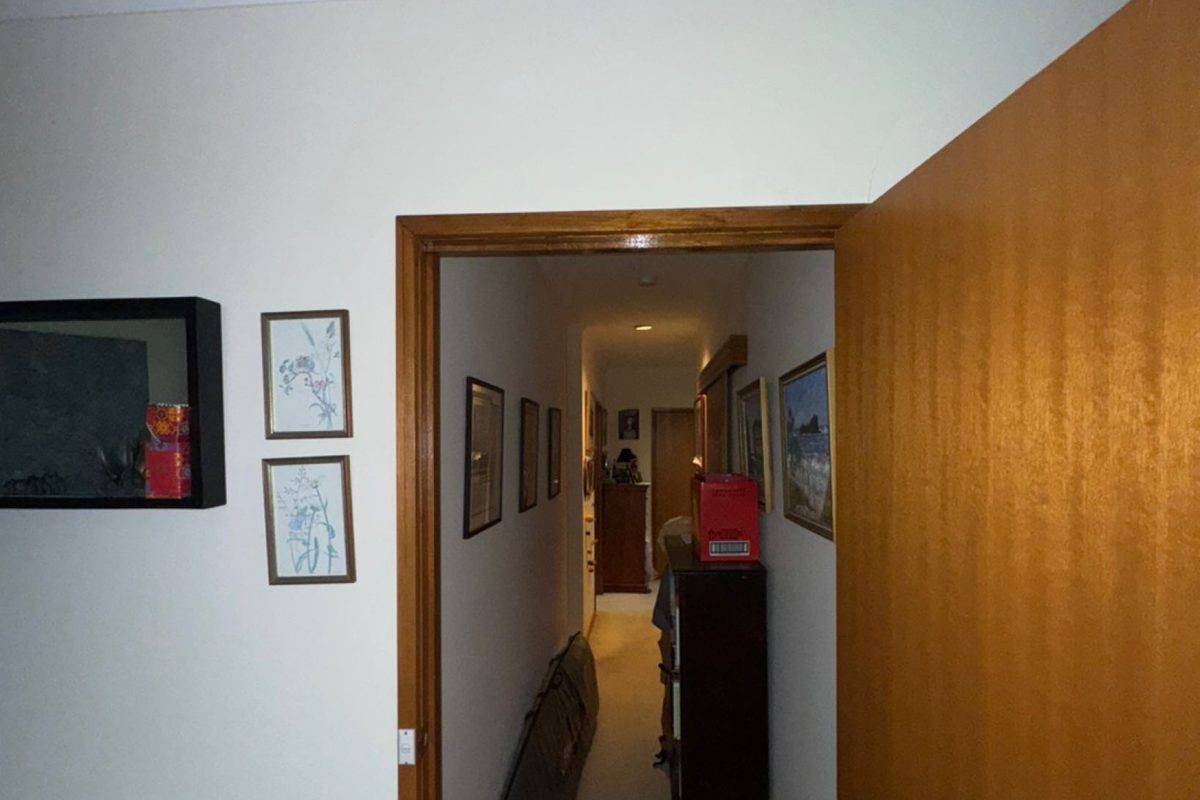 Hallway door with a new Tassie oak jamb stained to match, fitted by JFM