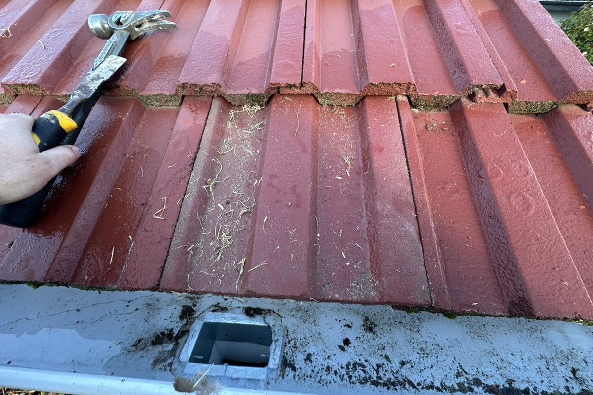New gutter outlet into the downpipe during the Corio job
