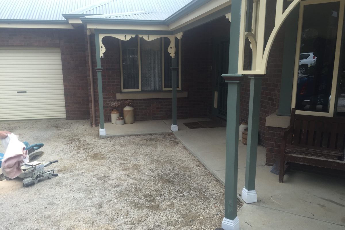 Verandah posts and timber brackets on a period home