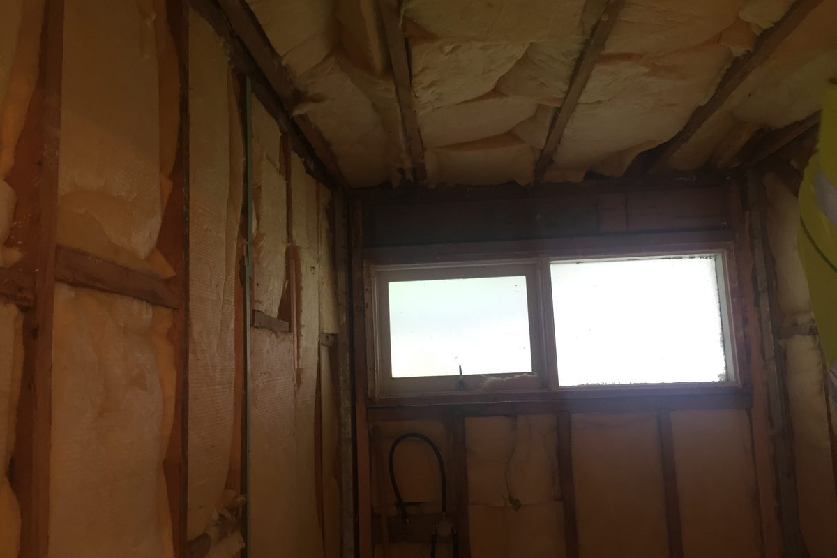 Bathroom stripped back to the frame before the renovation