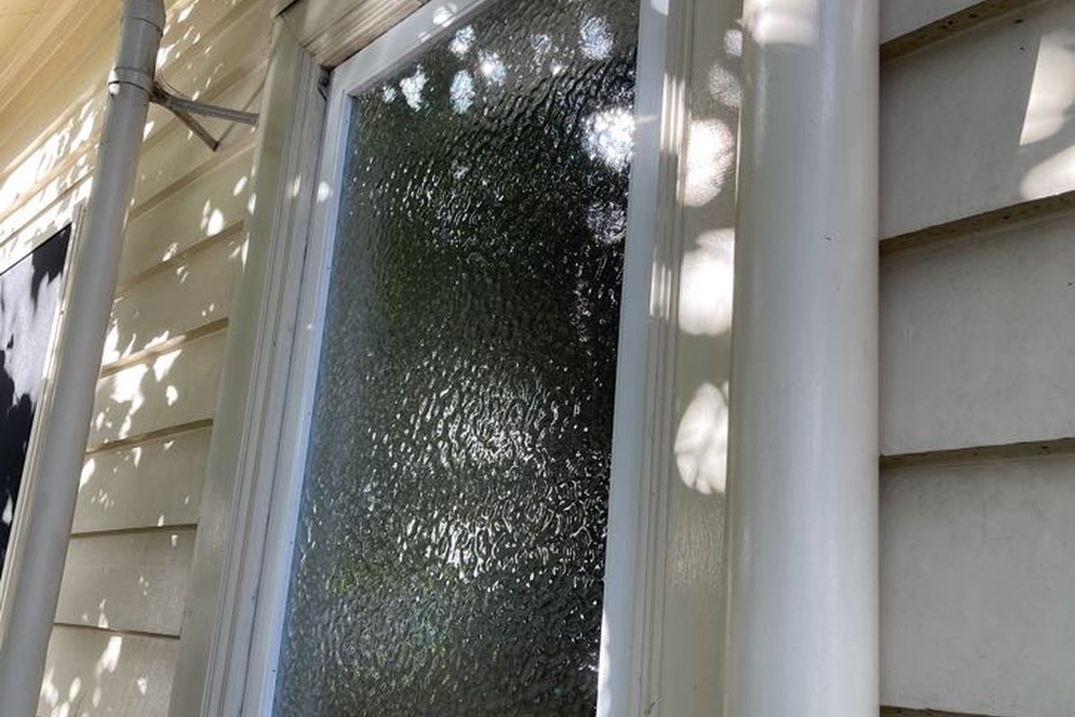 New sash with obscure glass fitted into a timber window frame in Drumcondra